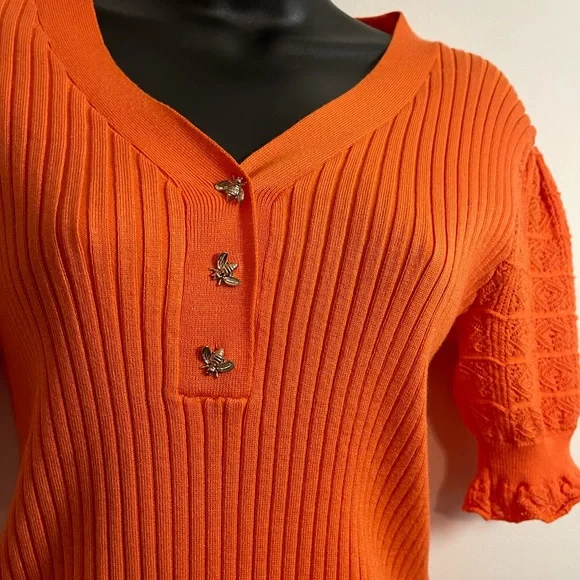 Magaschoni Vibrant Orange Ribbed Sweater - Picture 4 of 5